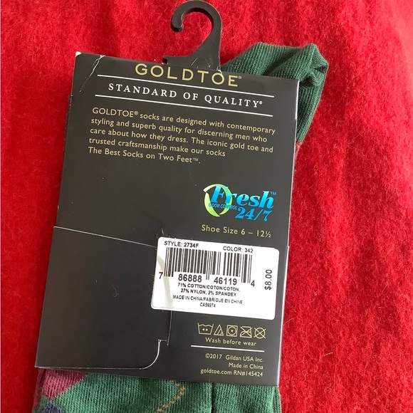 NWT Gold Toe Argyle socks, mens, green - Picture 3 of 3